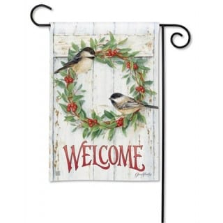 Chickadee Wreath Garden Flag | Winter, Welcome, Garden, Flags