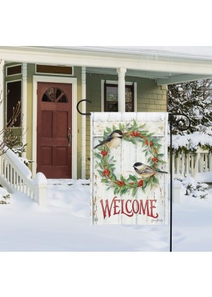 Chickadee Wreath Garden Flag | Winter, Welcome, Garden, Flags