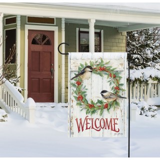 Chickadee Wreath Garden Flag | Winter, Welcome, Garden, Flags