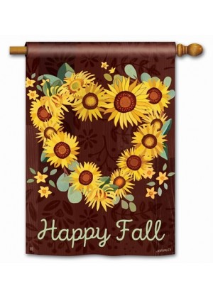 Sunflower Heart House Flag | Fall, Floral, Outdoor, House, Flags