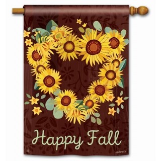 Sunflower Heart House Flag | Fall, Floral, Outdoor, House, Flags