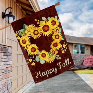 Sunflower Heart House Flag | Fall, Floral, Outdoor, House, Flags
