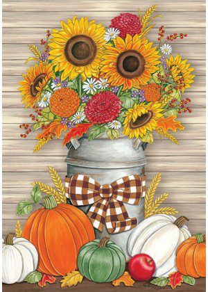 Sunflower Milk Can Flag | Fall, Farmhouse, Floral, Decorative, Flag