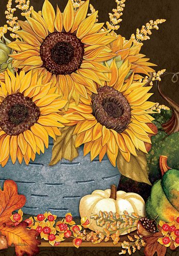 Sunflowers & Gourds Flag | Fall Flag | Farmhouse Flag | Floral Flag