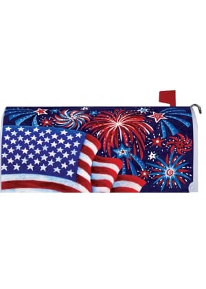 Fireworks and Flag Mailbox Cover | Mailbox Cover | Mail Wraps