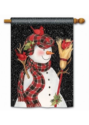 Snowman with Broom House Flag | Winter, Snowman, House, Flag