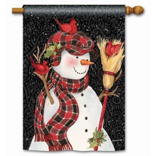 Snowman with Broom House Flag | Winter, Snowman, House, Flag
