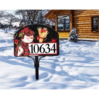 Snowman with Broom Yard Sign | Address Plaques | Yard Signs