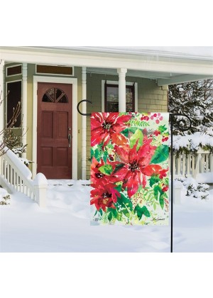 Watercolor Poinsettia Garden Flag | Winter, Floral, Garden, Flags