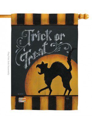 Black Cat Creeping House Flag | Halloween, Double Sided, Flags