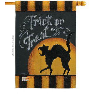 Black Cat Creeping House Flag | Halloween, Double Sided, Flags