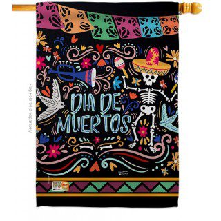 Colorful Dia de Muertos House Flag | Halloween, Two Sided, Flags
