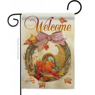 Cornucopia Wreath Garden Flag | Thanksgiving, Garden, Flags