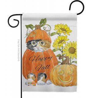 Happy Pumpkin Kitty Garden Flag | Fall, Animal, Garden, Flags