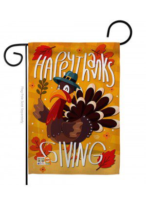 Happy Thanksgiving Turkey Pilgrim Garden Flag | Garden, Flags