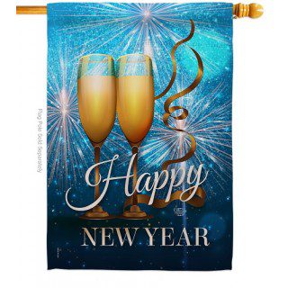 New Year Fireworks House Flag | New Year's, Double Sided, Flags