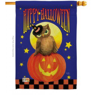 Owl Sitting on Jack House Flag | Halloween, Yard, House, Flags