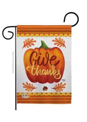 Pumpkin Give Thanks Garden Flag | Thanksgiving, Two Sided, Flag