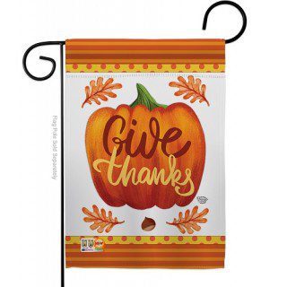 Pumpkin Give Thanks Garden Flag | Thanksgiving, Two Sided, Flag