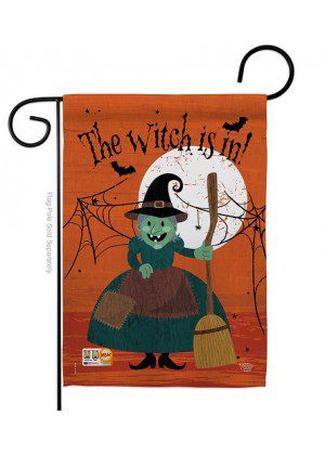 Witch Is In Garden Flag | Halloween, Two Sided, Garden, Flags