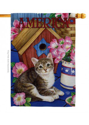 America Proud Kitten Cat House Flag | Patriotic, Yard, House, Flag
