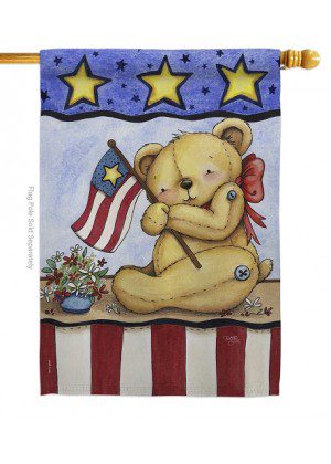 Pat Bear House Flag | Patriotic, 4th of July, Yard, House. Flags