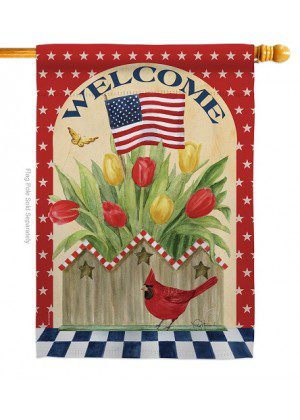 Patriotic Flowers House Flag | Patriotic, Welcome, House, Flags