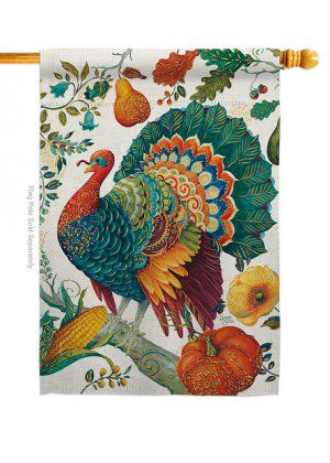 Suzani Turkey House Flag | Thanksgiving, Fall, Bird, House, Flags