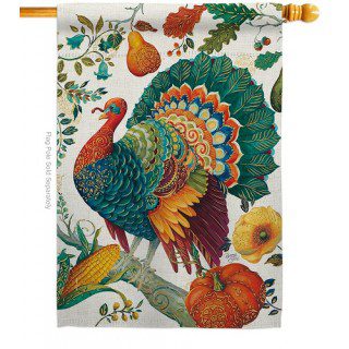 Suzani Turkey House Flag | Thanksgiving, Fall, Bird, House, Flags