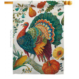 Suzani Turkey House Flag | Thanksgiving, Fall, Bird, House, Flags