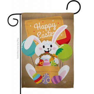 Colorful Happy Easter Egg With Bunny Garden Flag | Easter, Flags