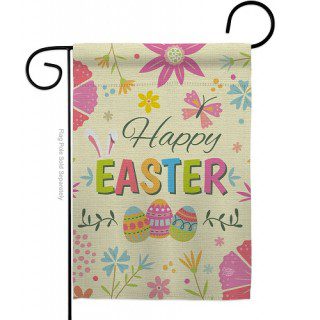 Happy Easter Colorful Flowers Garden Flag | Easter, Garden, Flags