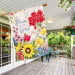 Bloom with Grace House Flag | Inspirational, Outdoor, House, Flag