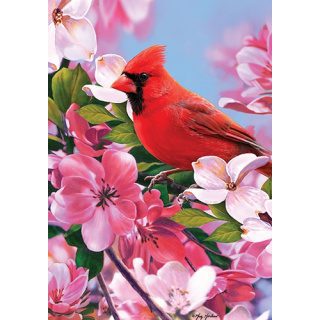 Cardinal Flowers Flag | Bird, Spring, Floral, Decorative, Lawn, Flag