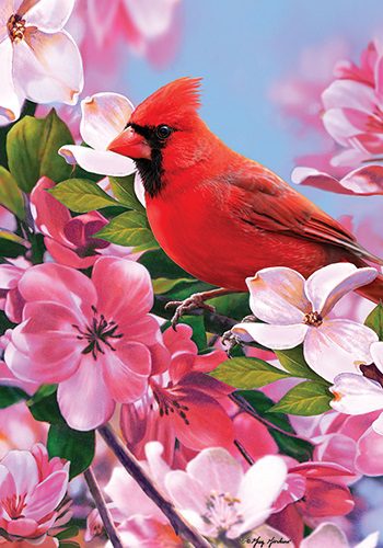 Cardinal Flowers Flag | Bird Flags | Spring Flags | Decorative Flags