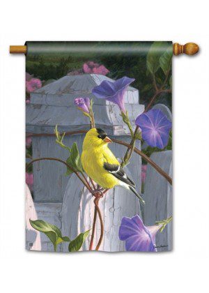 Finch and Flowers House Flag | Floral, Bird, Outdoor, House, Flags