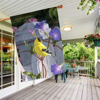 Finch and Flowers House Flag | Floral, Bird, Outdoor, House, Flags