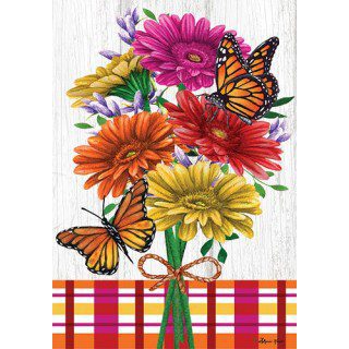 Gerbera Plaid Flag | Flora, Spring, Decorative, Double Sided, Flags