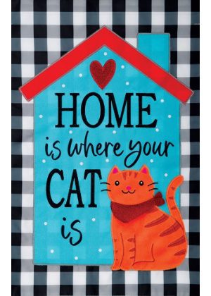 Home Cat Flag | Applique, Summer, Animal, Cool, Garden, Flags