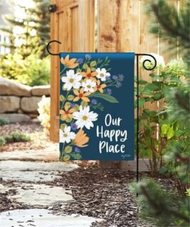 Our Happy Place Garden Flag | Inspirational, Floral, Garden, Flags
