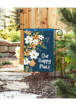 Our Happy Place Garden Flag | Inspirational, Floral, Garden, Flags