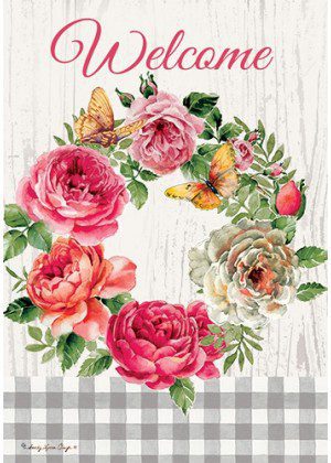 Rose Wreath Flag | Welcome, Floral, Spring, Decorative, Flags