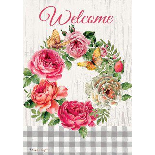 Rose Wreath Flag | Welcome, Floral, Spring, Decorative, Flags