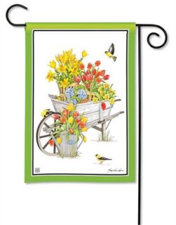 Springtime Wheelbarrow Garden Flag | Spring, Floral, Garden, Flag