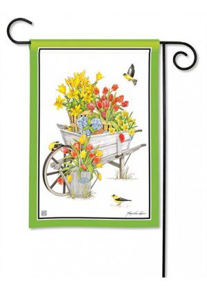 Springtime Wheelbarrow Garden Flag | Spring, Floral, Garden, Flag