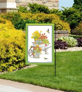Springtime Wheelbarrow Garden Flag | Spring, Floral, Garden, Flag