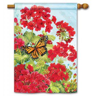 Red Geraniums House Flag | Spring, Floral, Outdoor, House, Flags
