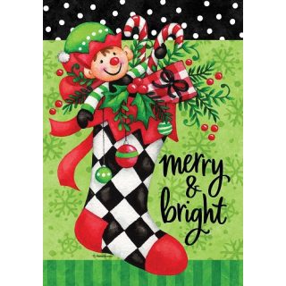 Elf Stocking Flag | Christmas, Decorative, Double Sided, Flags