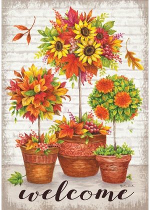Fall Topiary Flag | Fall, Welcome, decorative, Lawn, Cool, Flags