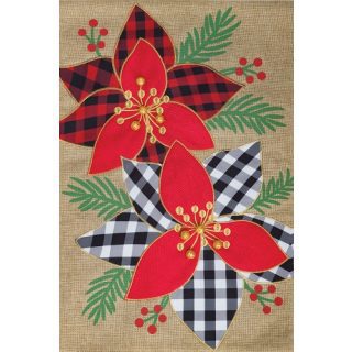 Gingham Poinsettia Flag | Burlap, Winter, Christmas, Garden, Flags